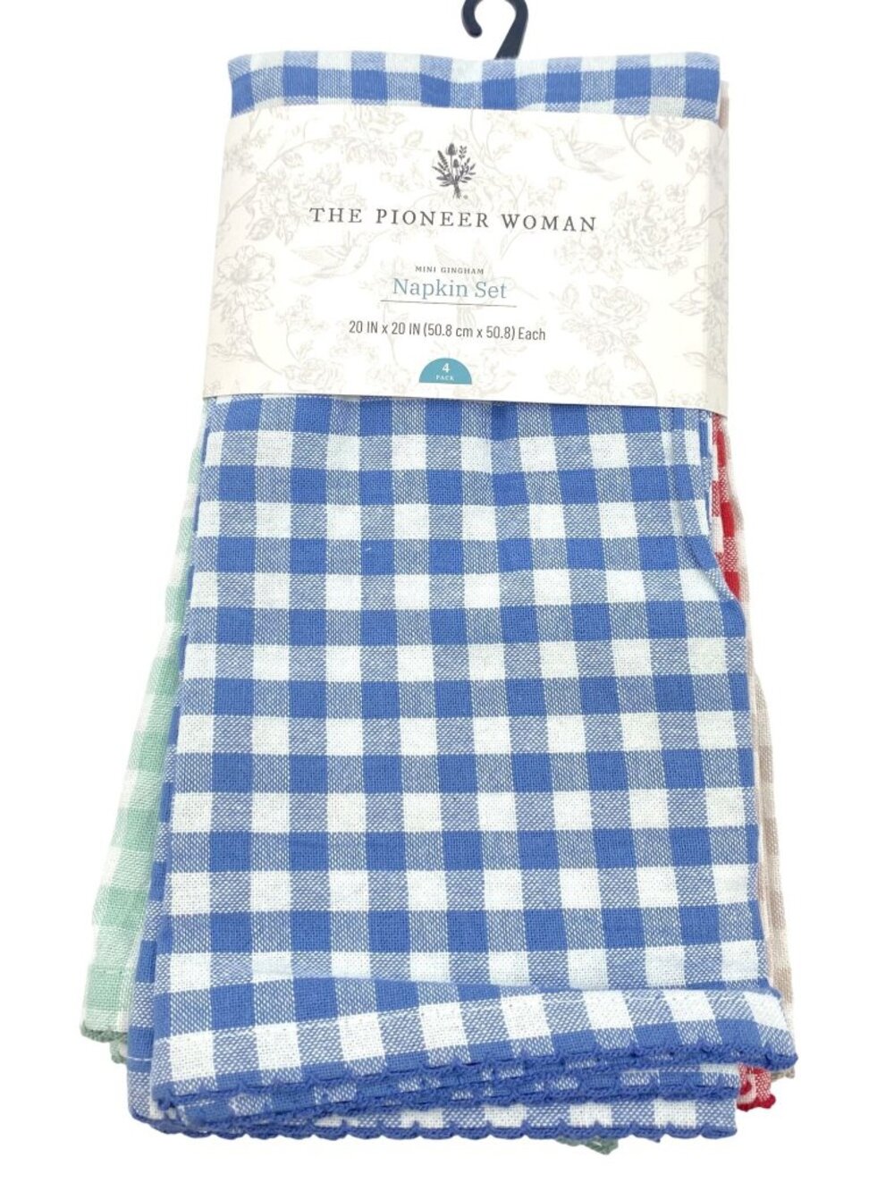 NWT The Pioneer Woman Mini Gingham Cotton Napkin Set 20" x20" Multi-Color 4-Pack